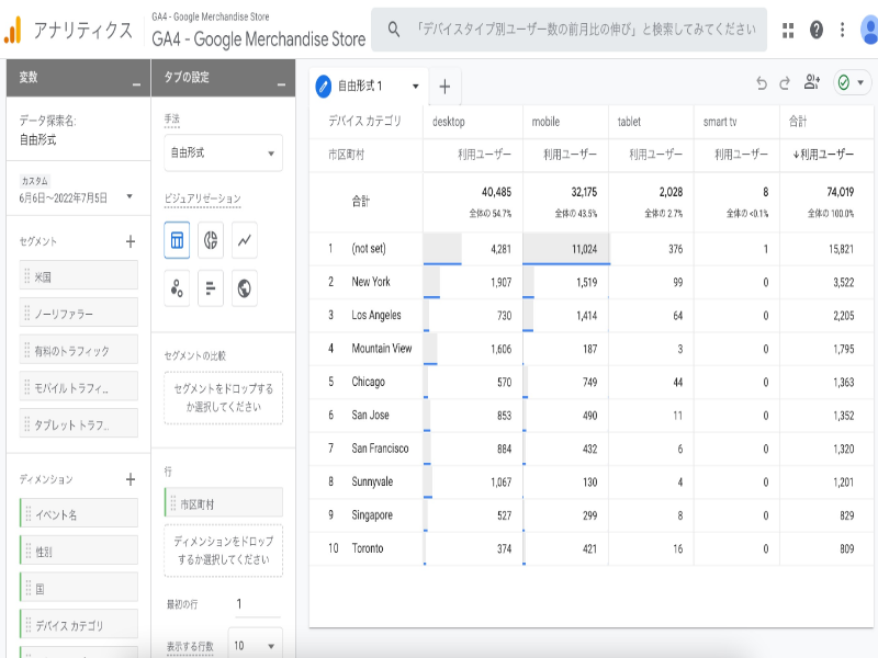 GA4の探索レポート機能におけるディメンションと指標の違い