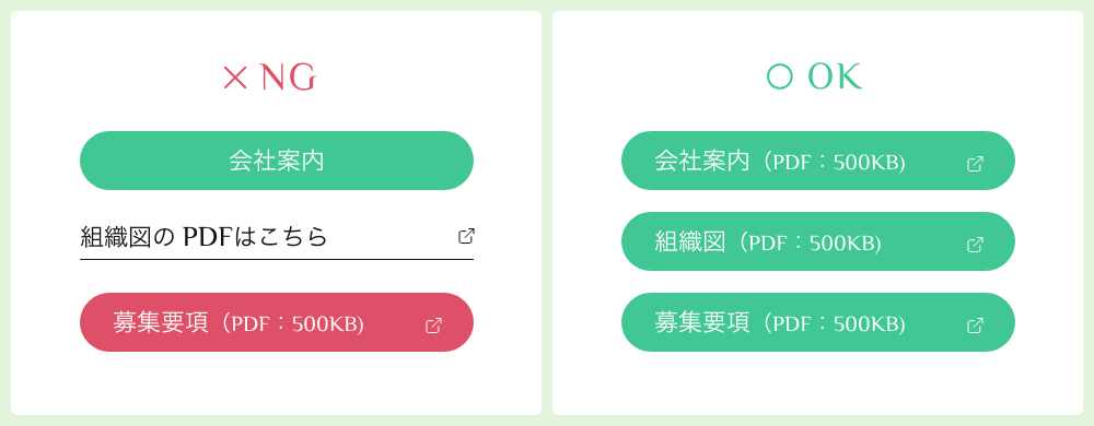 同様の機能を持つコンテンツはデザインを揃える